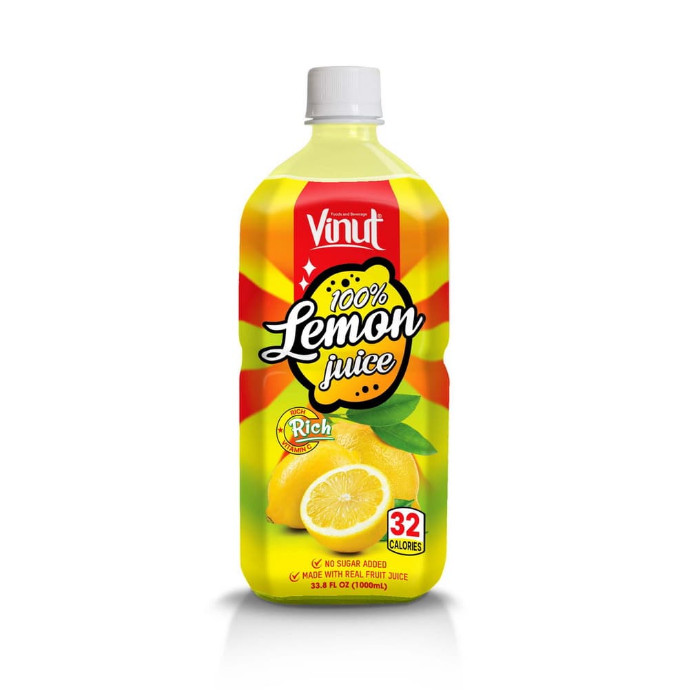 VINUT 100% Χυμός Λεμόνι, Χωρίς Προσθήκη Ζάχαρης, 33.8 fl oz (1,000 mL) Μπουκάλι PET