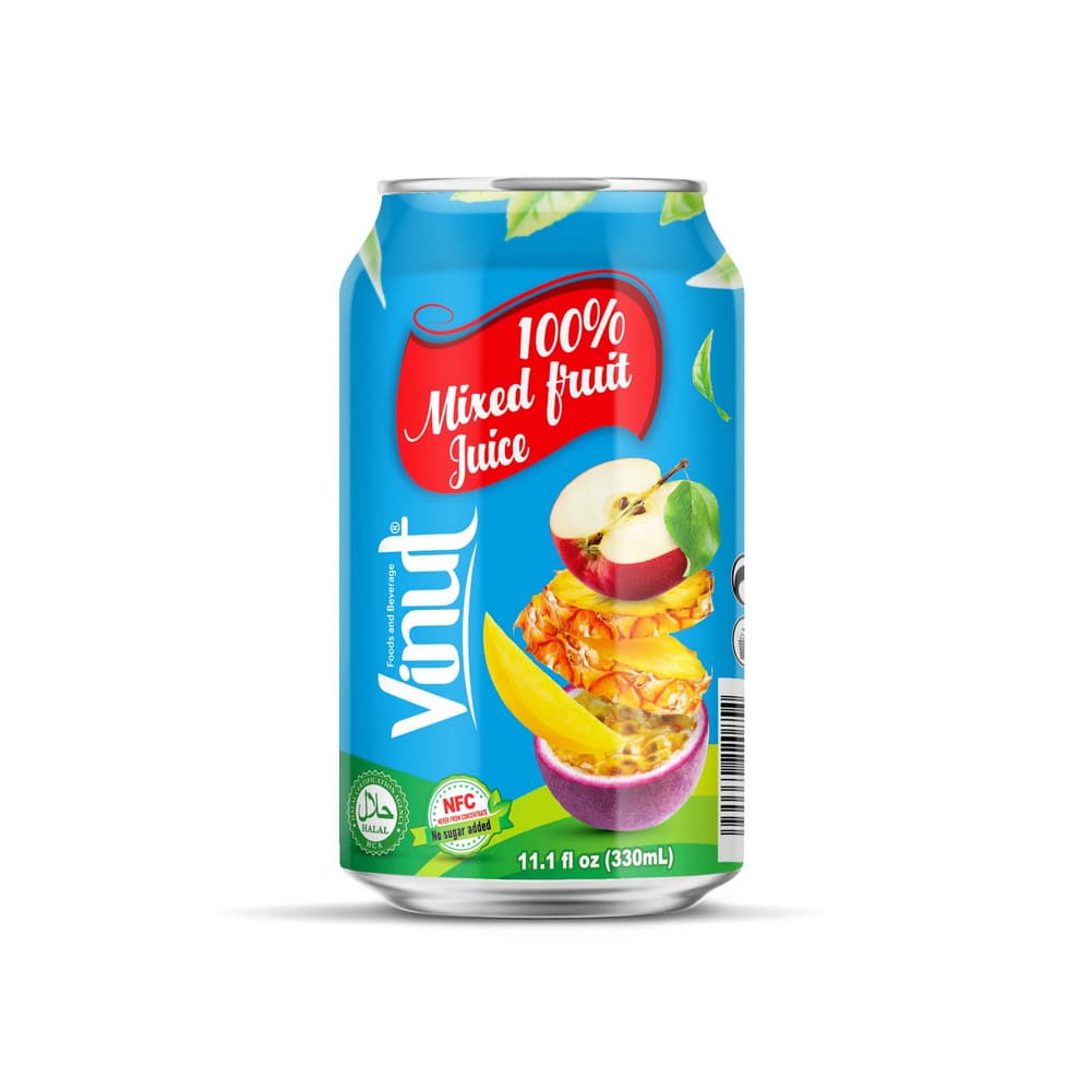 VINUT 100% Ανάμεικτος Χυμός Φρούτων, NFC, Χωρίς Προσθήκη Ζάχαρης, Κουτάκι, 11.1 fl oz 330 mL