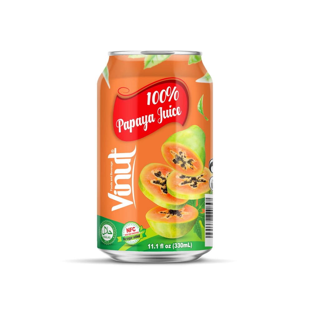 VINUT 100% Χυμός Παπάγια, NFC, Χωρίς Προσθήκη Ζάχαρης, Κουτί, 11.1 fl oz 330 mL