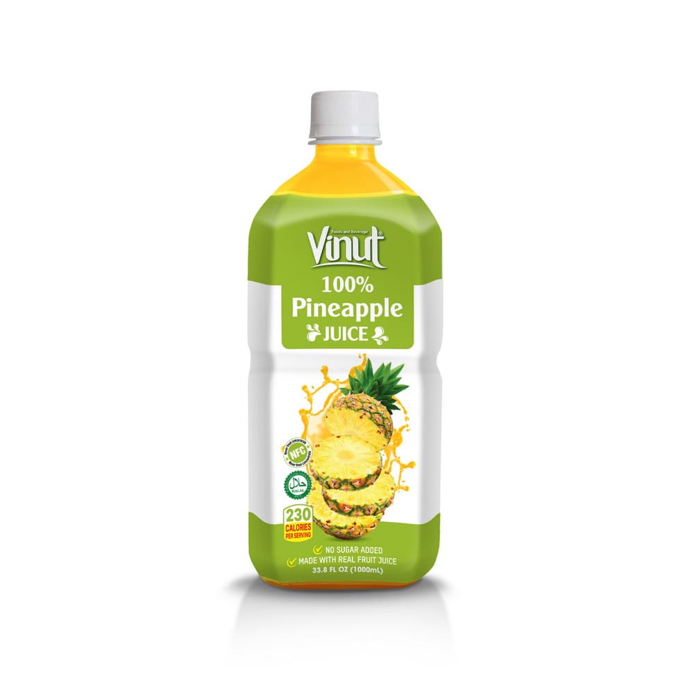VINUT 100% Χυμός Ανανά, Χωρίς Προσθήκη Ζάχαρης, 33.8 fl oz (1,000 mL) Μπουκάλι PET