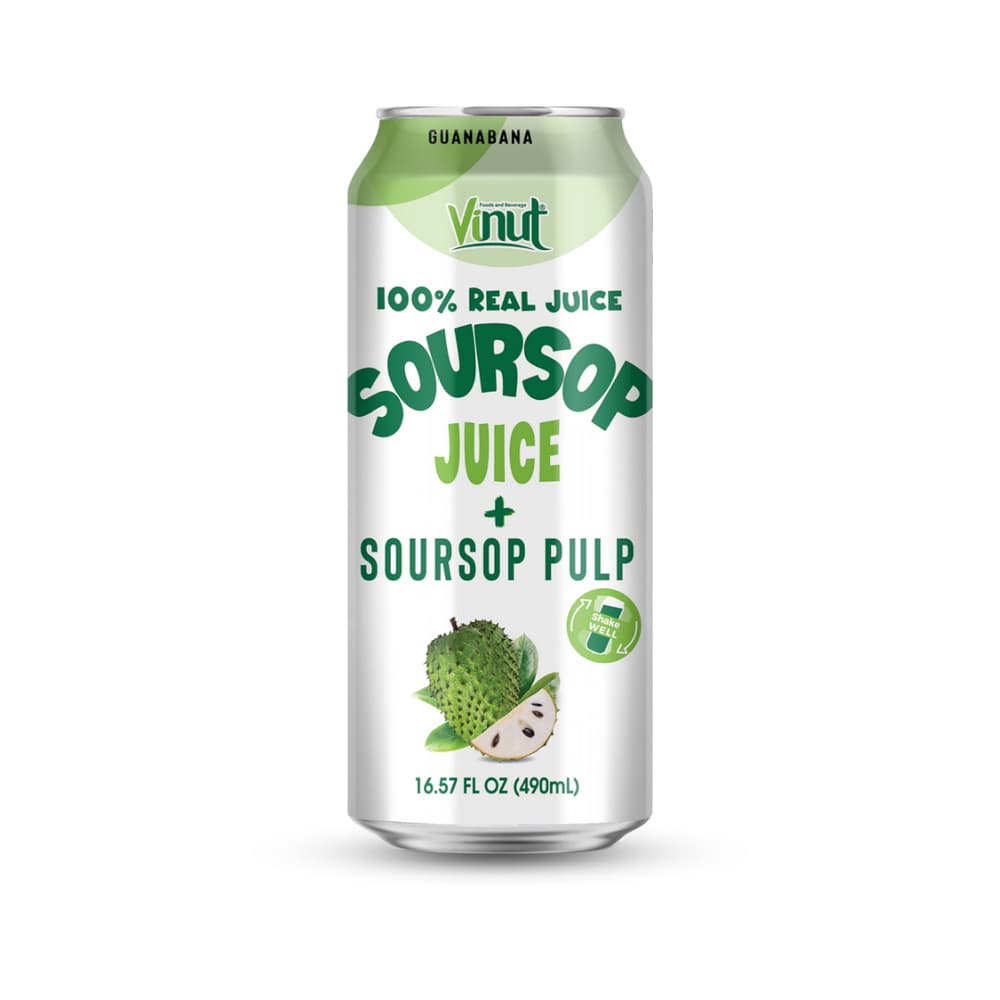 VINUT 100% Φυσικός Χυμός Soursop + Πούλπα Soursop, Λεπτό Κουτάκι, 16.57 fl oz 490 mL