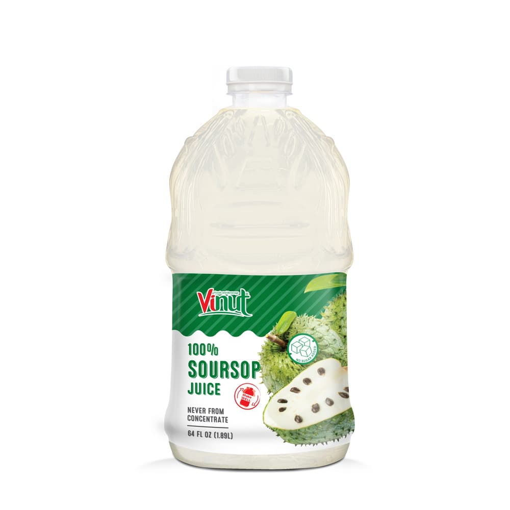 VINUT 100% Χυμός Soursop, Όχι από Συμπύκνωμα, Μπουκάλι PET, 64 fl oz 1.89 L