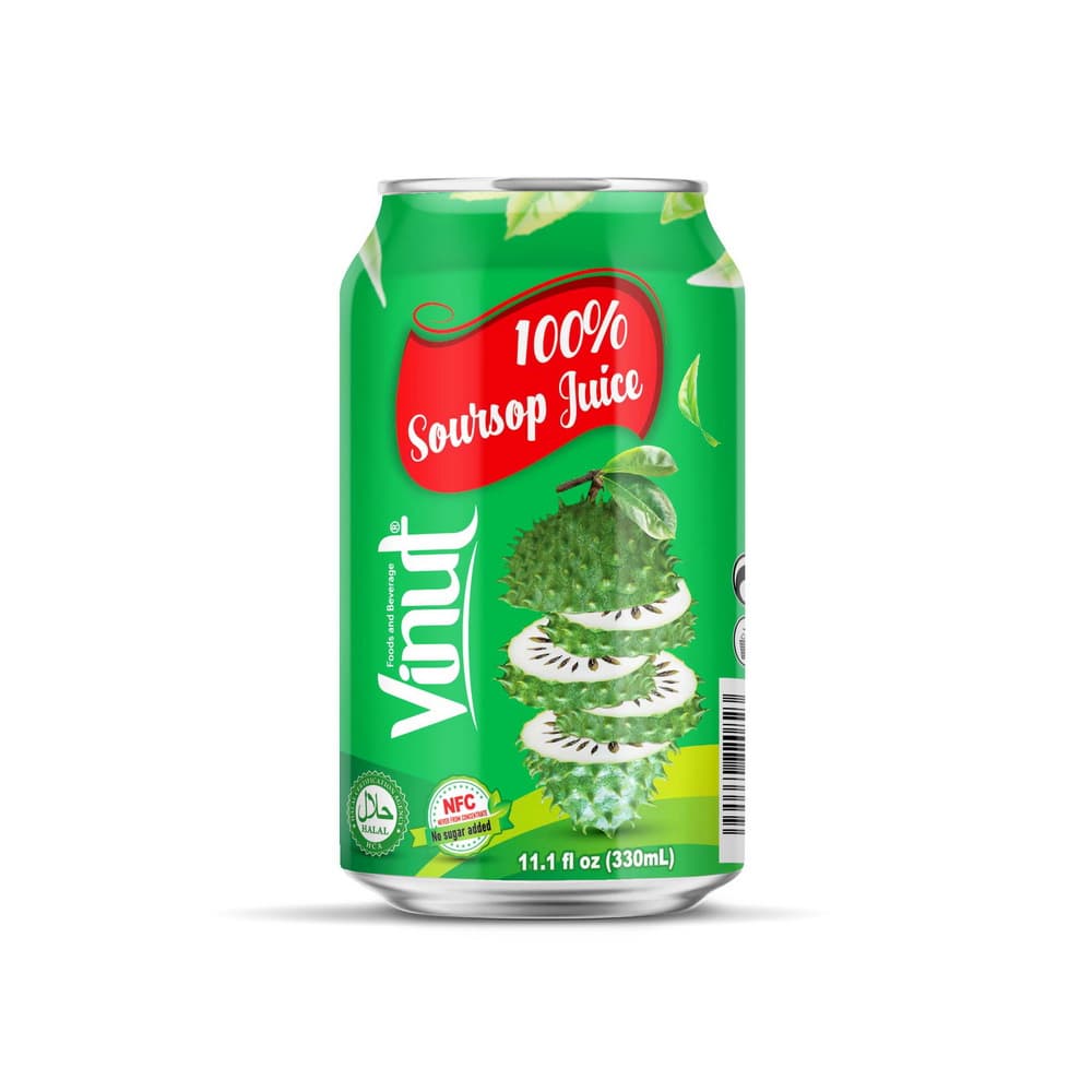 VINUT 100% Χυμός Soursop, NFC, Χωρίς Προσθήκη Ζάχαρης, Κουτί, 11.1 fl oz 330 mL