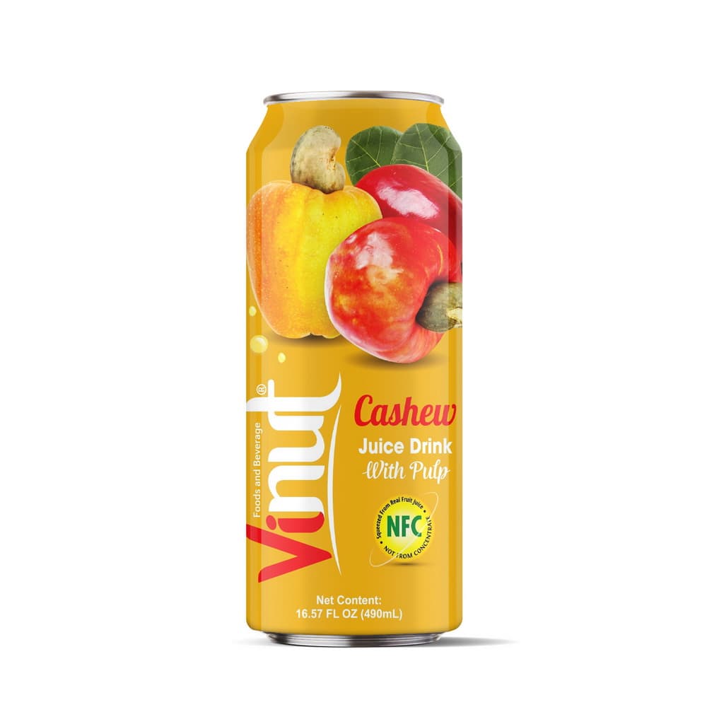 Vinut Cashew Juice Drink with Pulp, NFC, Slim Can, 16.57 fl oz 490 mL