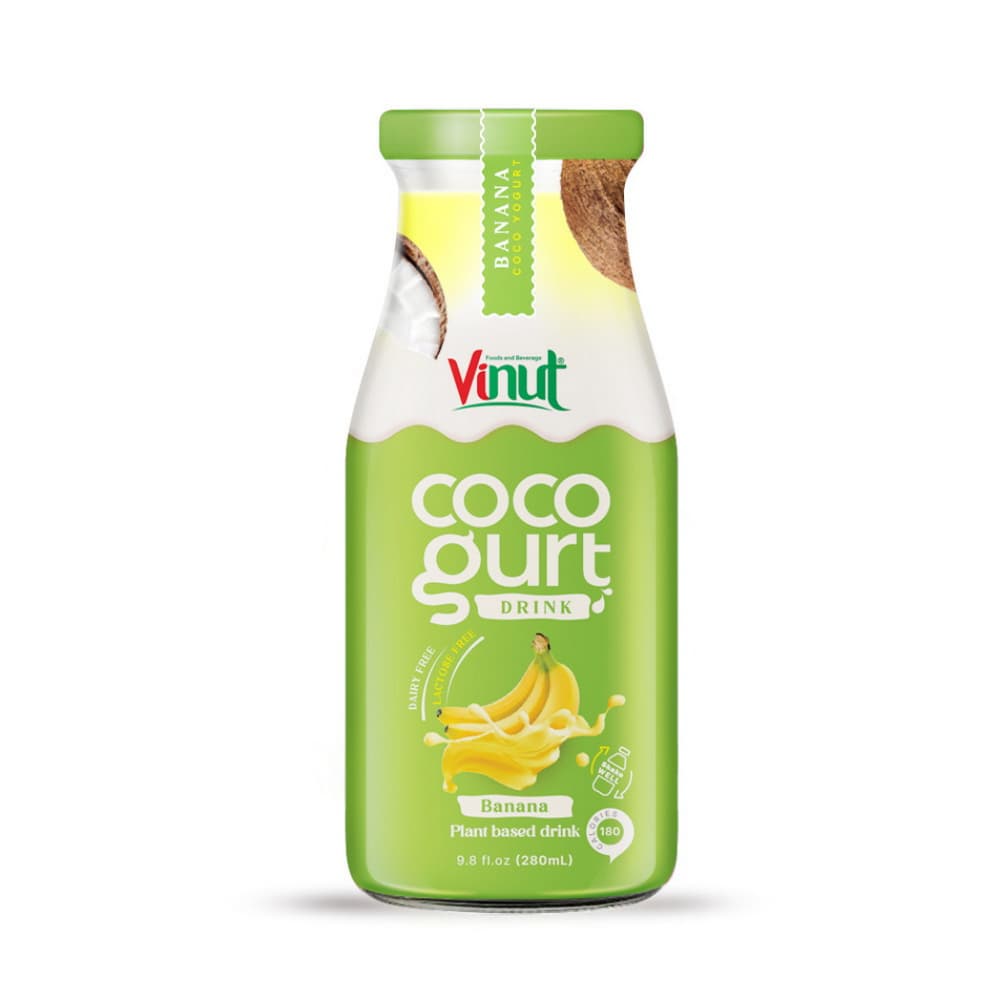 VINUT Ρόφημα Cocogurt Μπανάνα, Γυάλινο Μπουκάλι, 9.8 fl oz 280 mL