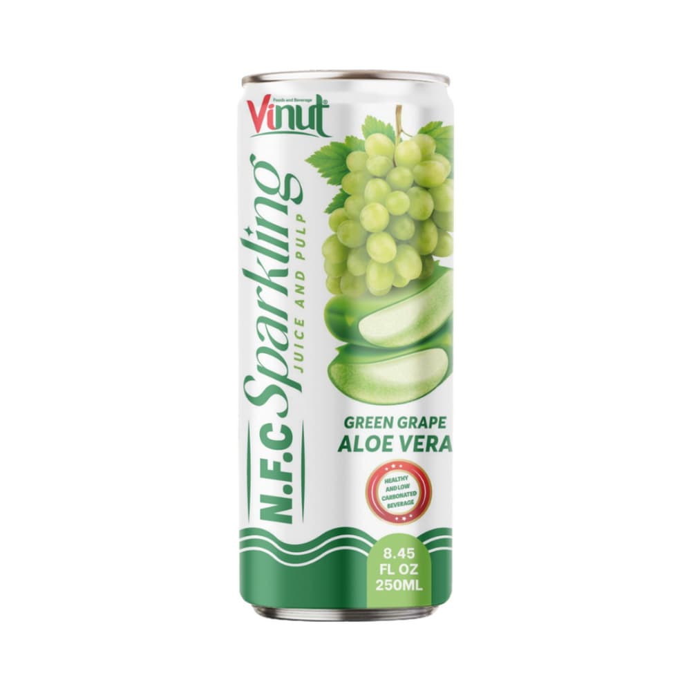 VINUT Αφρώδης Χυμός N.F.C Πράσινο Σταφύλι & Αλόη Βέρα με Πούλπα, Υγιεινό Ρόφημα Χαμηλής Ανθράκωσης, Slim Can, 8.45 fl oz (250 mL)