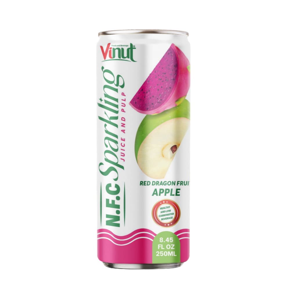 VINUT Ανθρακούχος Χυμός N.F.C με Πούλπα Κόκκινο Dragon Fruit & Μήλο, Σε λεπτό κουτάκι 8.45 fl oz 250 mL