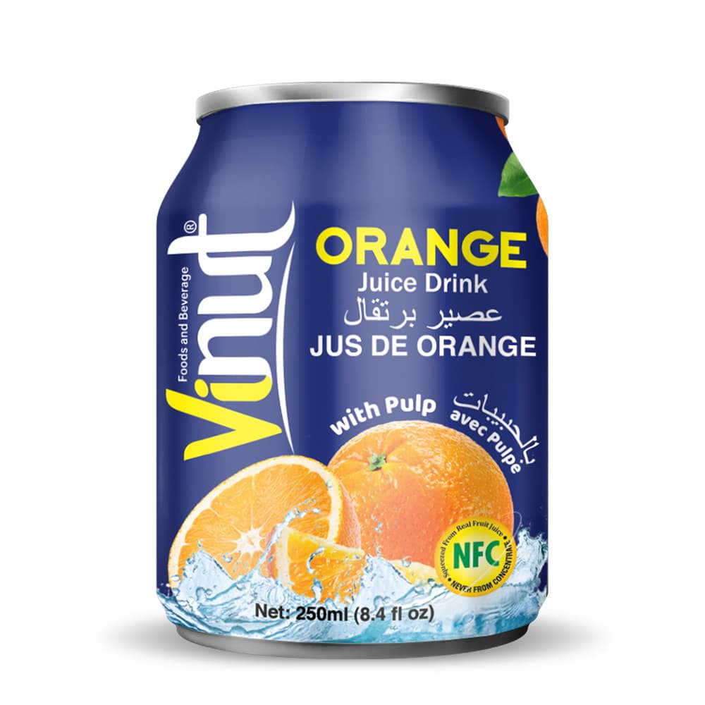 VINUT Ρόφημα Χυμού Πορτοκάλι με Πούλπα, 8.4 fl oz (250 mL) Can